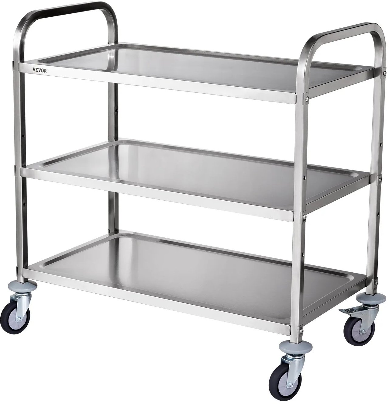 Wózek kuchenny 3-poziomowy stalowy 450kg na kółkach z koszami i haczykami