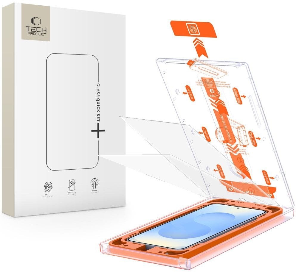 SZKŁO HARTOWANE TECH-PROTECT QUICK SET+ 2-PACK GALAXY S25 CLEAR