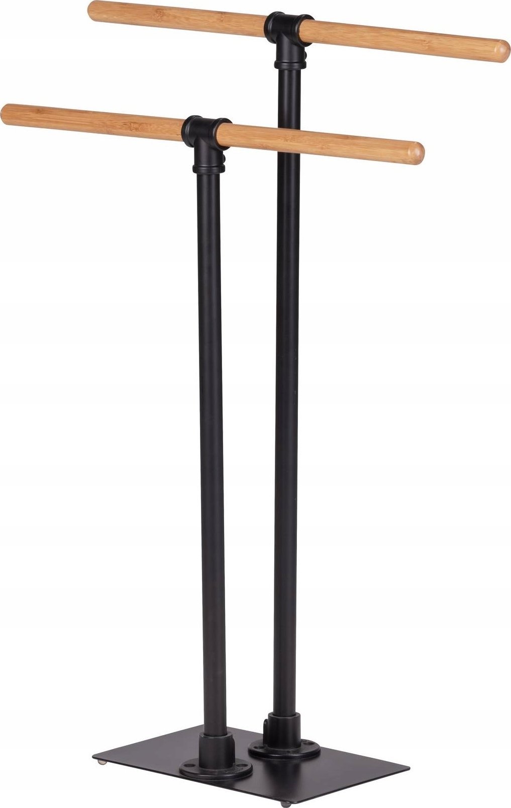 Wenko Wieszak łazienkowy na ręczniki FORLI, czarny, z bambusowym wykończeniem, Wenko