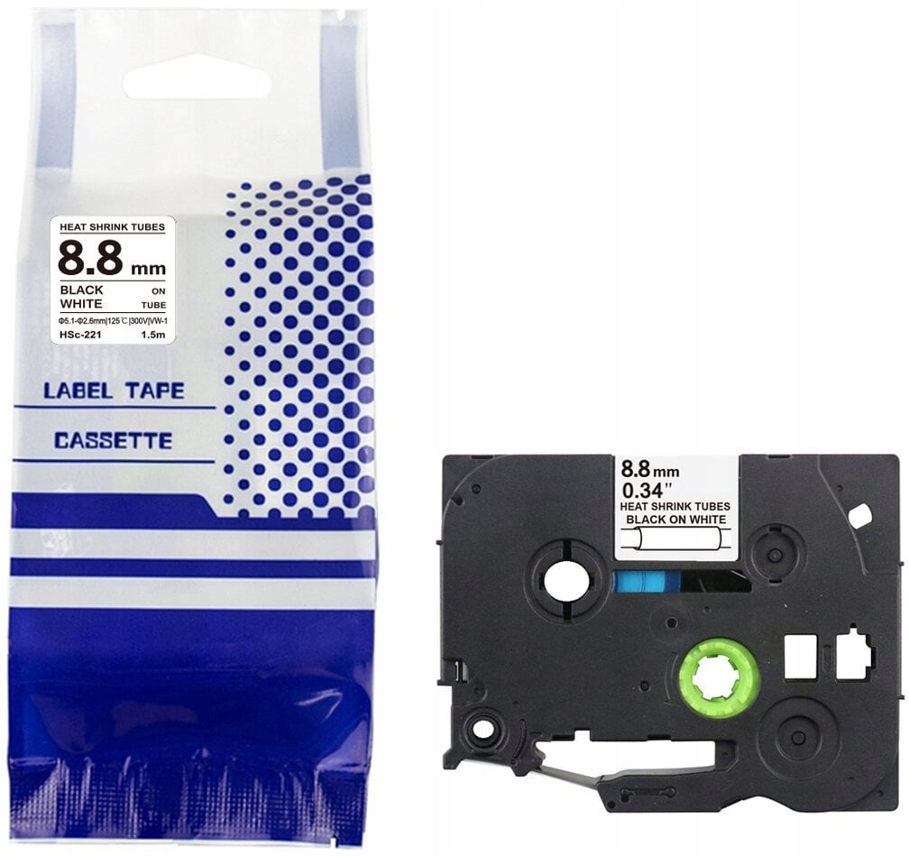 Rurka termo BROTHER HSE-221 9mm x 1,5m czarny na białym zamiennik