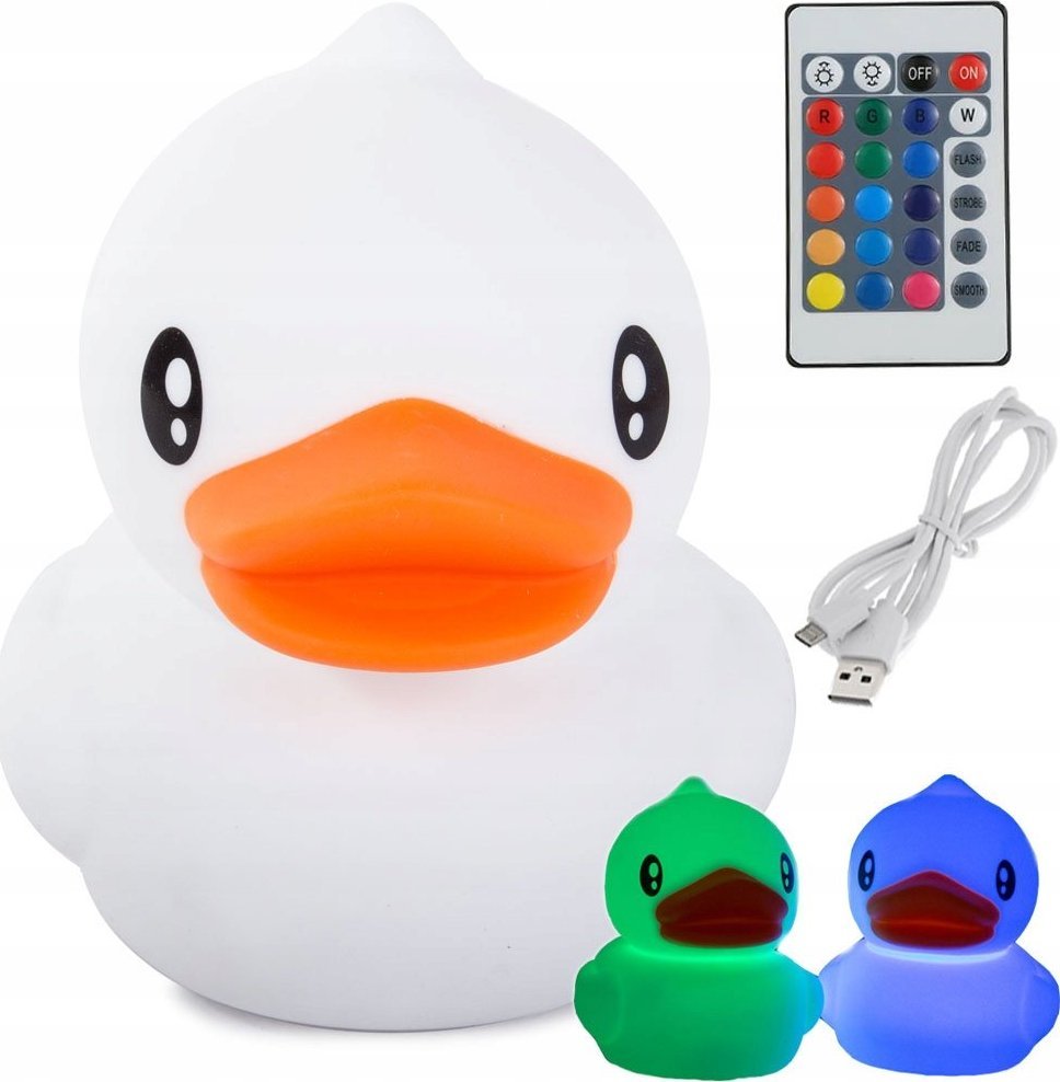 Verk LAMPKA NOCNA DLA DZIECI LED KACZKA RGB PILOT USB