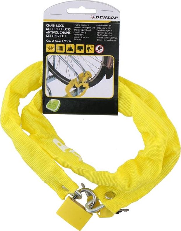 Dunlop Dunlop - Antykradzieżowe zapięcie rowerowe 90 cm (Żółty)