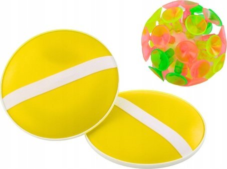 LeanToys Gra Zręcznościowa Paletki Okrągłe Piłka Z Przyssawkami Żółty
