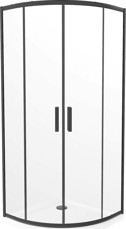 Mexen Mexen Rio kabina prysznicowa półokrągła 90 x 90 cm, transparent, czarny + brodzik Flat, biały - 863-090-090-70-00-4110B