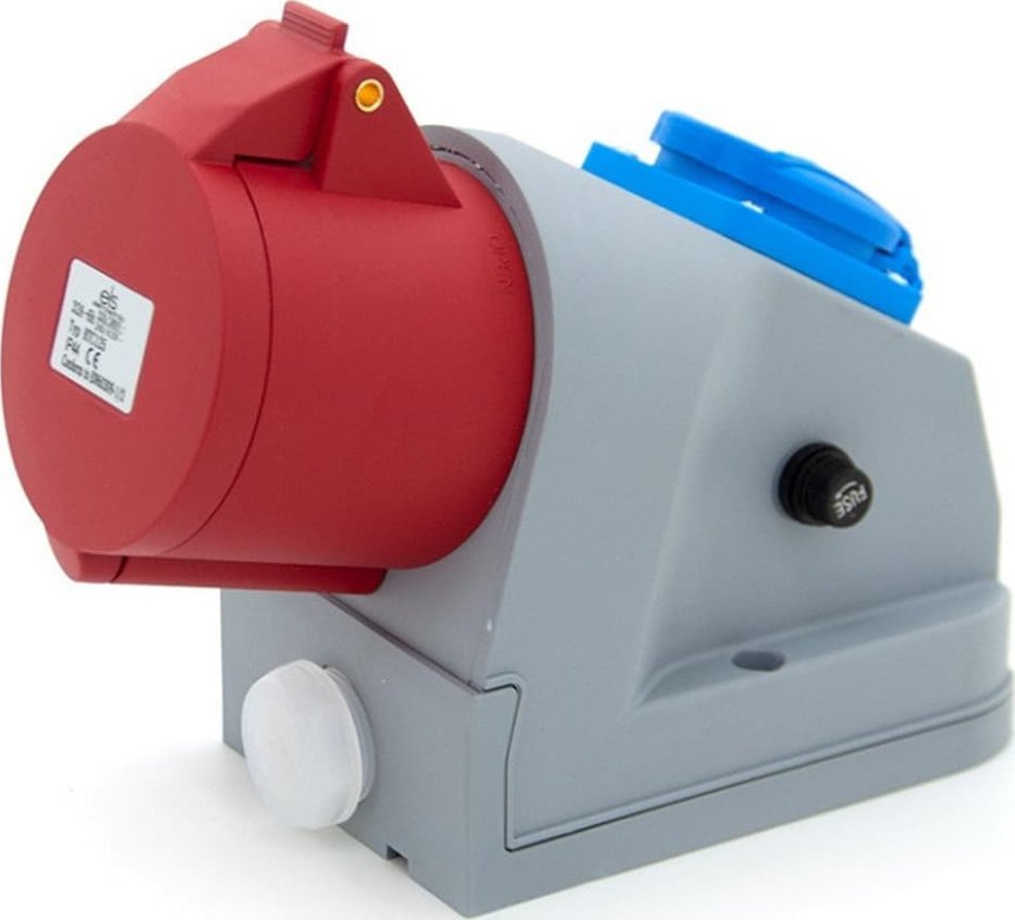 ELS Elektrotechnika Gniazdo siłowe stałe kombi 32A/5P + GS 230V + zabezpieczenie topikowe, ELS Elektrotechnika, N1T01