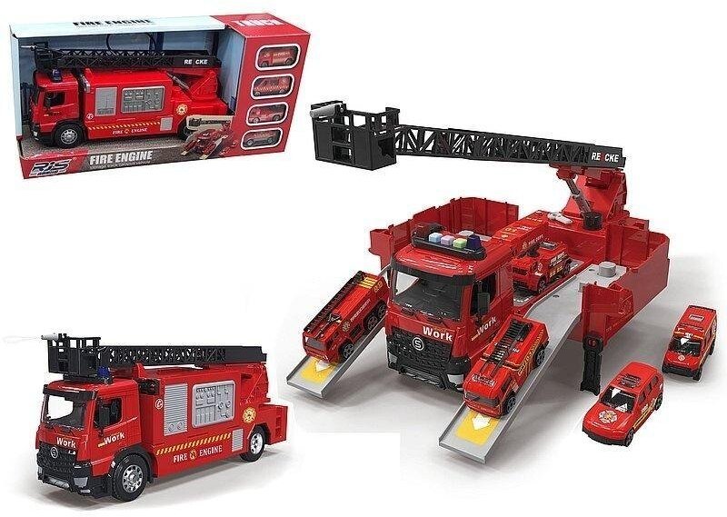 Auto straży pożarnej z rozkładaną naczepą