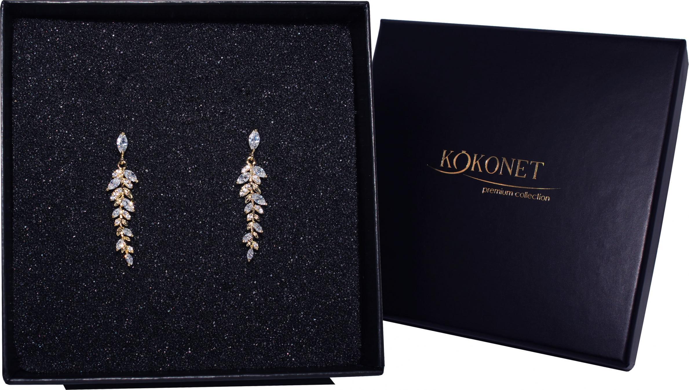 KOKONET Kolczyki ślubne delikatne pozłacane BOHO błysk WOW