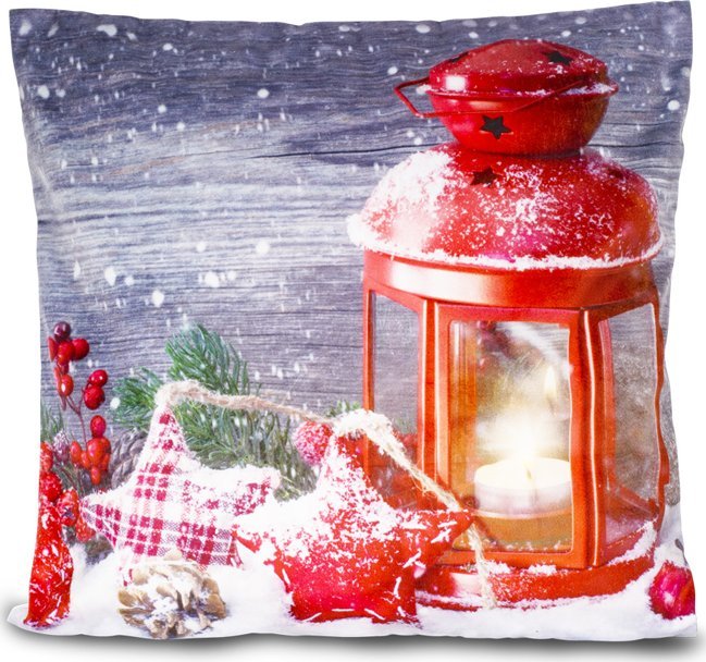 Poszewka LED na poduszkę świecąca na baterie Jasiek 40x40 Lampion Czerwony