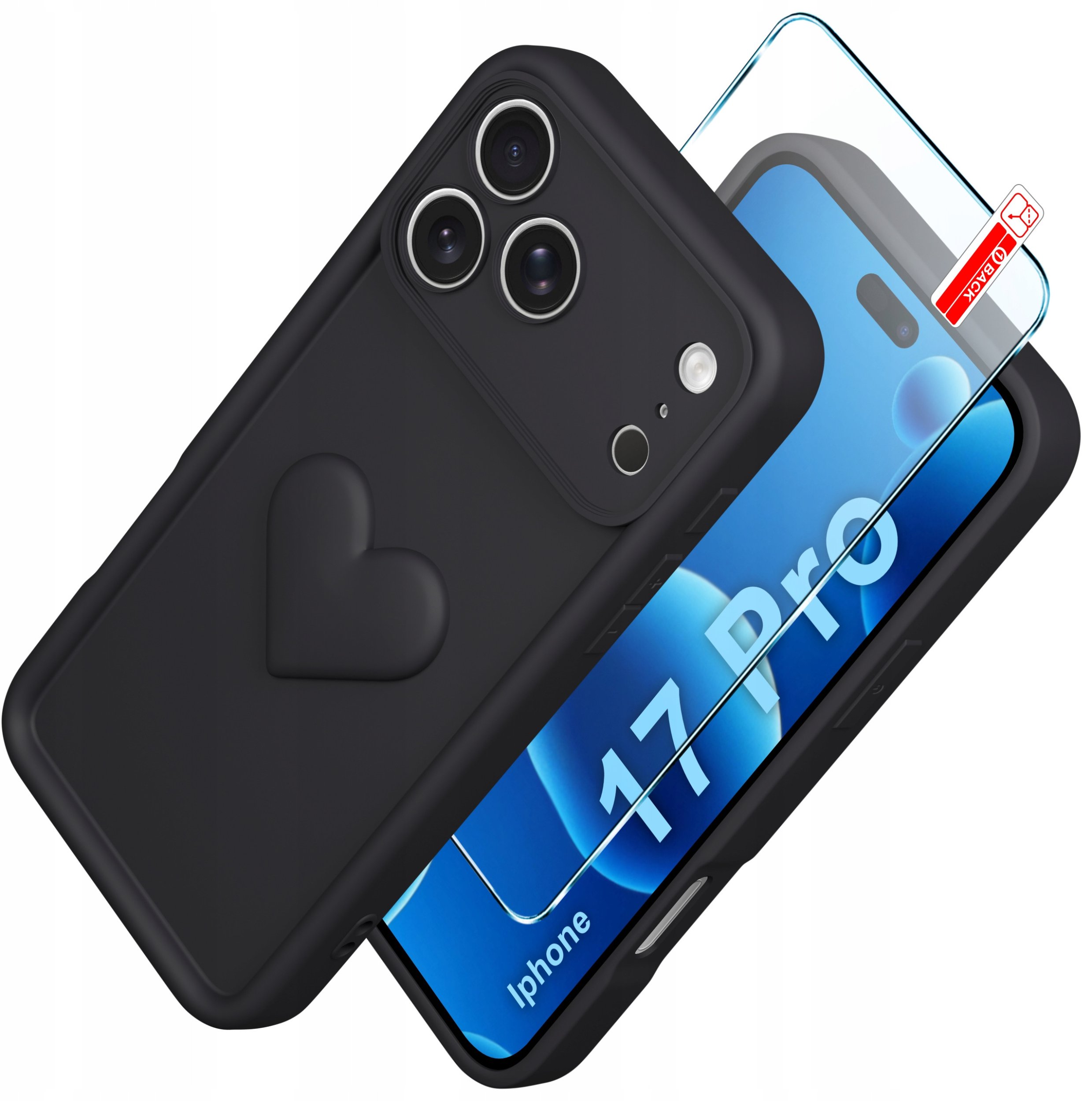 Etui do iPhone 17 Pro CASE silikonowe MATOWE serce + Szkło ochronne 9H