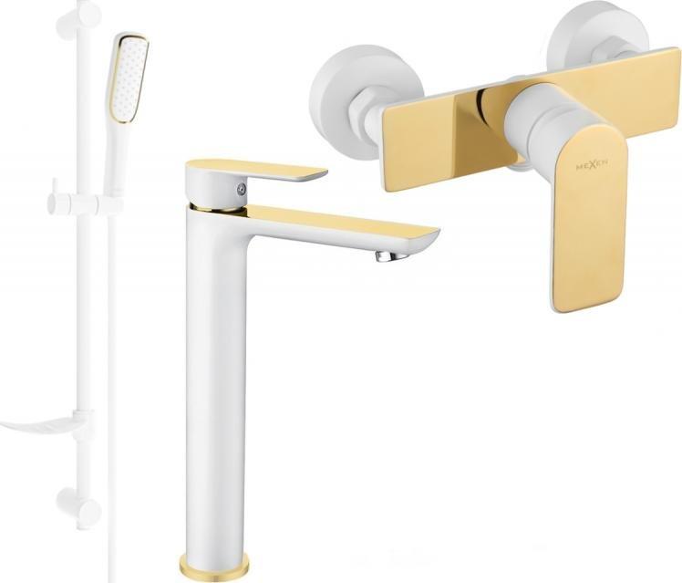 Bateria prysznicowa Mexen Mexen Alfa DF49 zestaw prysznicowy, biały/złoty - 745714DF49-25