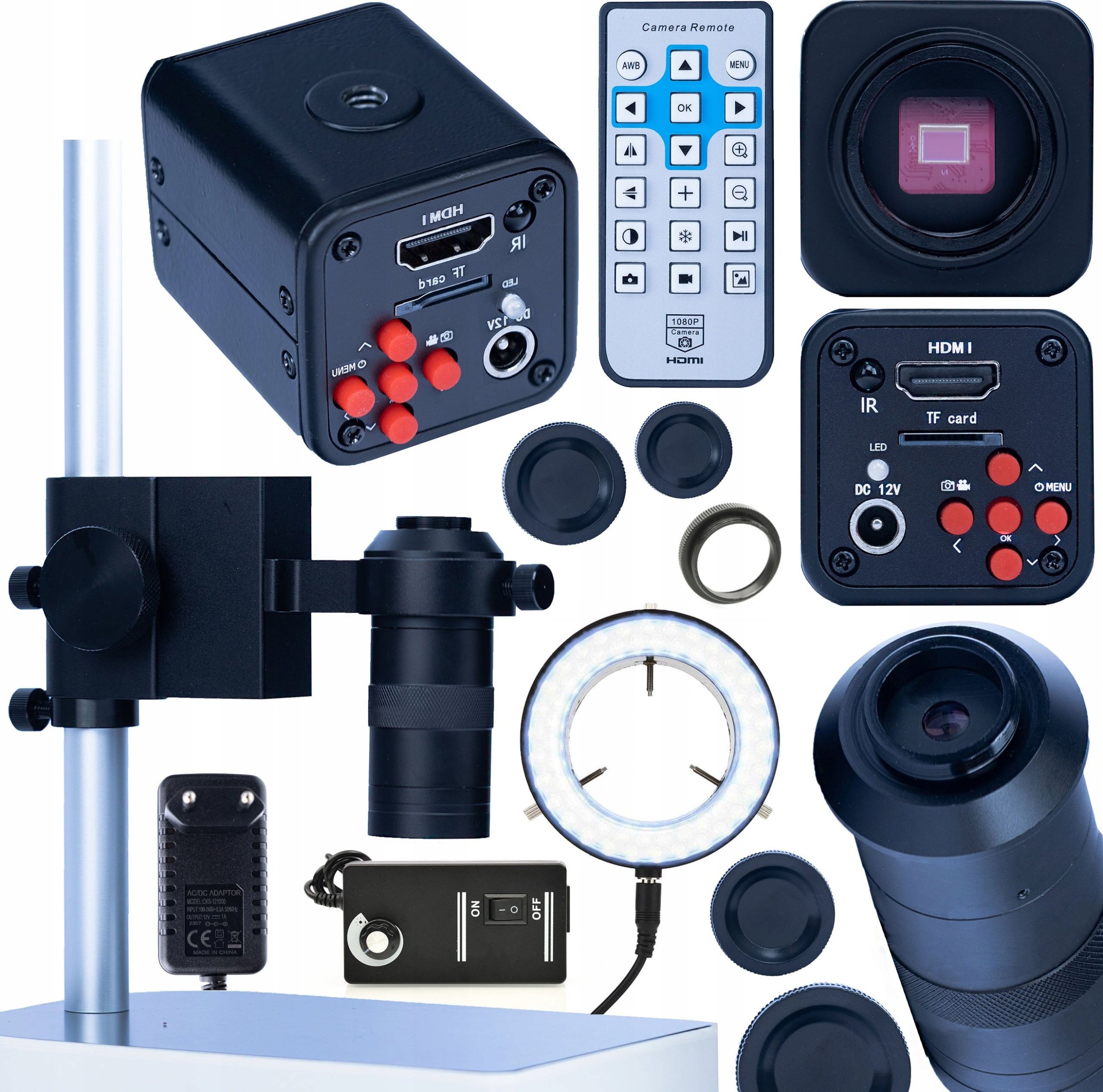 Mikroskop Rosfix MIKROSKOP CYFROWY PROFESJONALNY Norma Black PRO HDMI 1080P OŚWIETLACZ 4W1