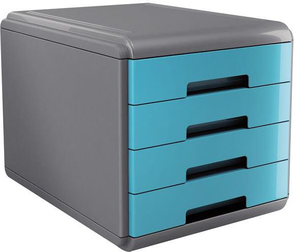 Arda Organizer MyDesk szaro-turkusowy, 4 szuflady szaro niebieski (18P4PTU)
