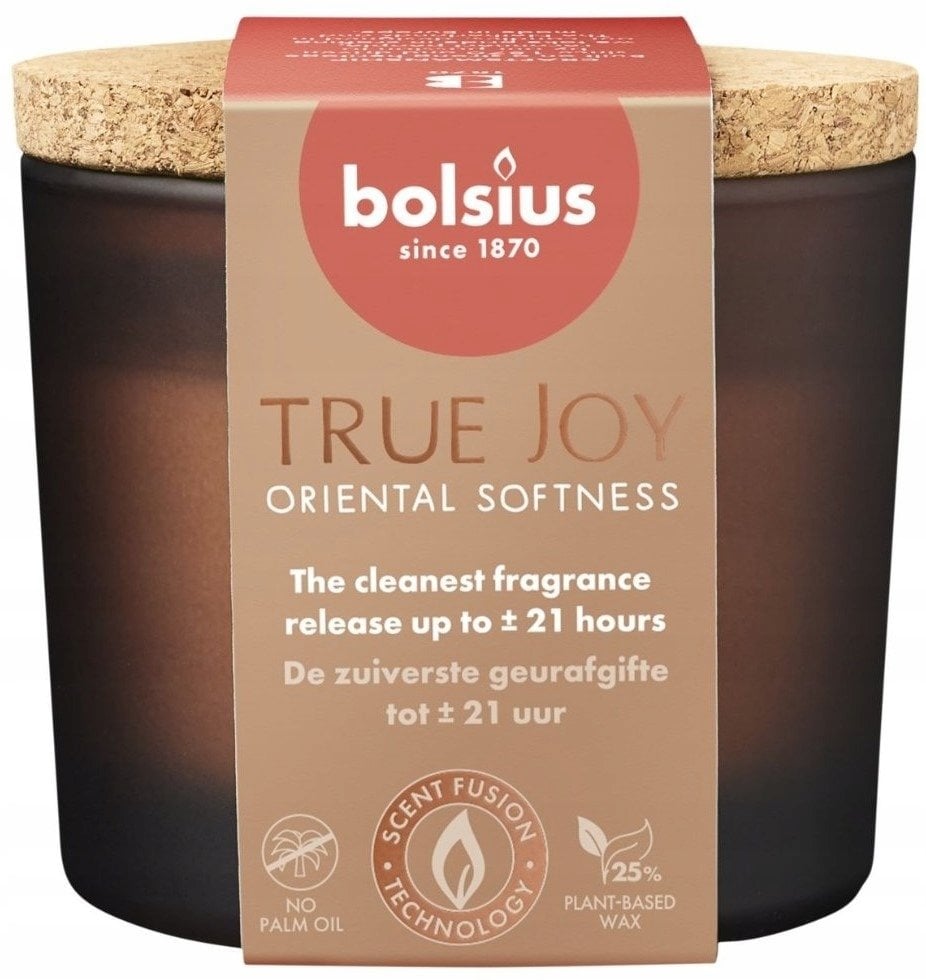 Bolsius Świeca aromatyczna szklana z korkiem True Joy O66x83mm oriental softness 8717847187918 8717847187918 (8717847187918)