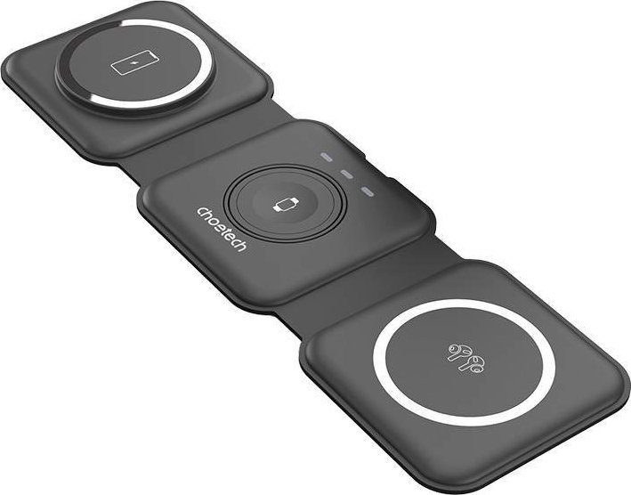 Ładowarka Choetech Magnetyczna ładowarka indukcyjna Choetech T588-F 3w1 15W (czarna)