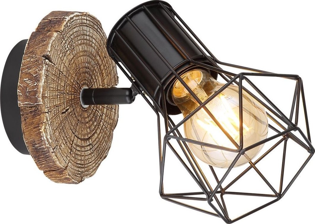 Kinkiet Globo Ruchomy kinkiet Priska 54017W-1 druciany czarny drewno