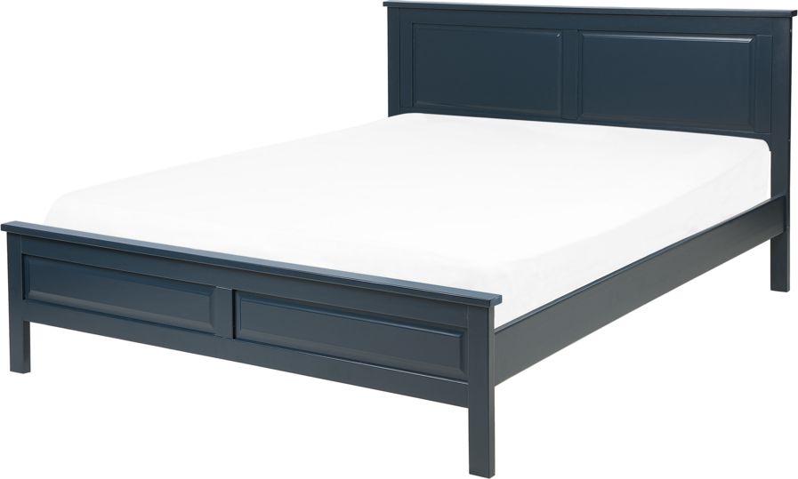 Beliani Łóżko drewniane 140 x 200 cm niebieskie OLIVET