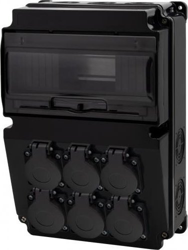 F-Elektro Rozdzielnica czarna LAGO 10M SCENIC - gniazda proste 6x230V F3.2669