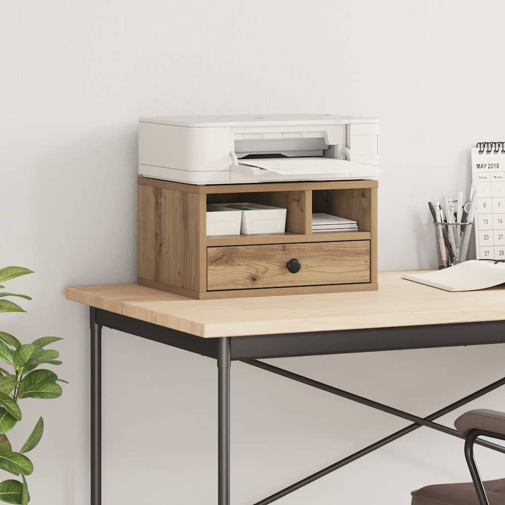 vidaXL Stojak na drukarkę z szufladą Dąb rzemieślniczy 40 x 32 x 24 cm