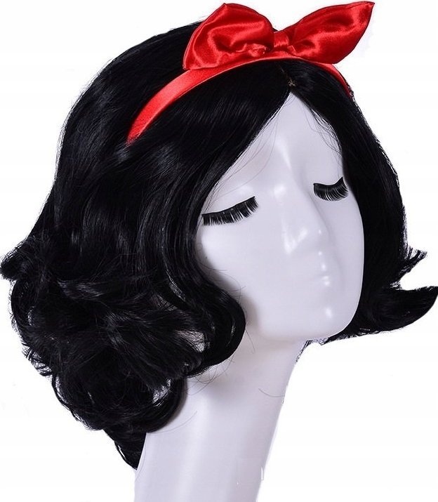 Korbi PERUKA KRÓLEWNA ŚNIEŻKA KOKARDA CZARNE WŁOSY W42