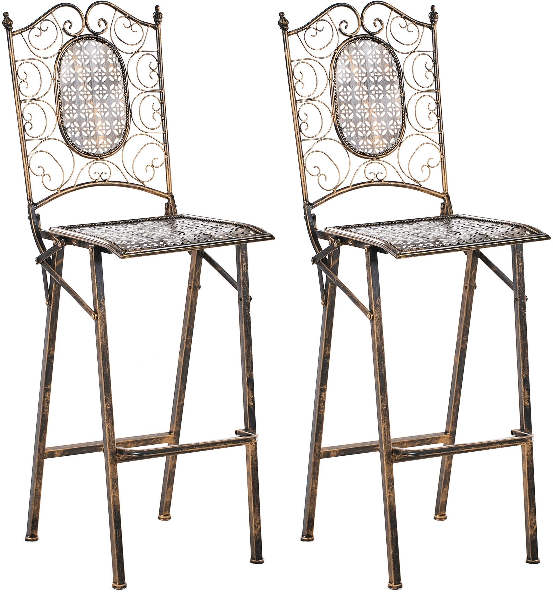 Zestaw 2 krzeseł barowych ogrodowych BORMIO Składane Metal Czarny