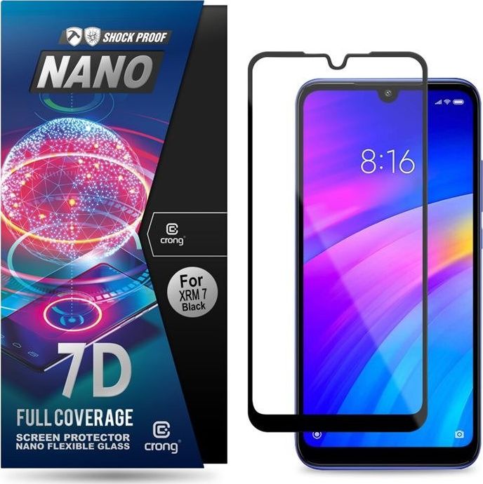 Crong Crong 7D Nano Flexible Glass - Szkło hybrydowe 9H na cały ekran Xiaomi Redmi 7 uniwersalny
