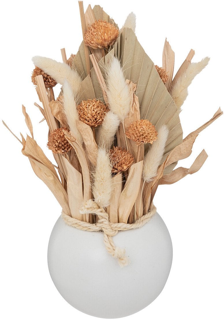 Kompozycja suszonych kwiatów SEA VIEW w ceramicznym wazonie, 25 cm