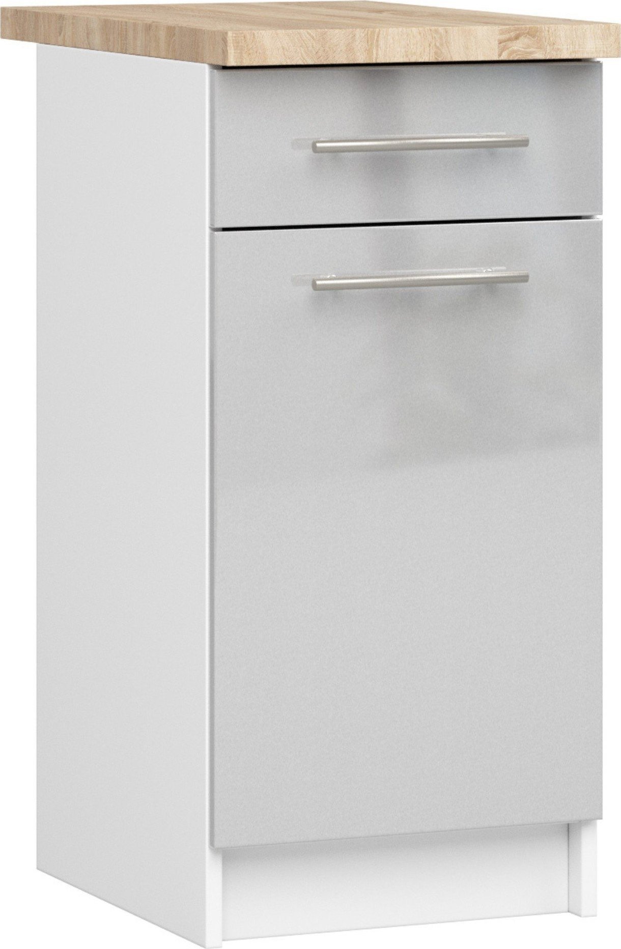 Fabryka Mebli Akord SZAFKA KUCHENNA OLIWIA S 40cm 1D 1S + BLAT BIAŁA / METALIK POŁYSK