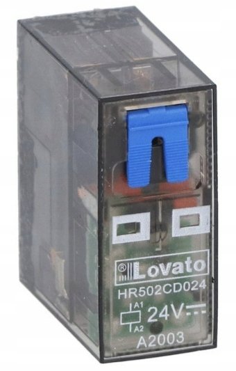 Lovato Electric Przekaźnik miniaturowy z wskaźnikiem LED i przyciskiem mechanicznym, sterowanie 24VDC, 2C/O, 8A, do gniazd HR5XS2