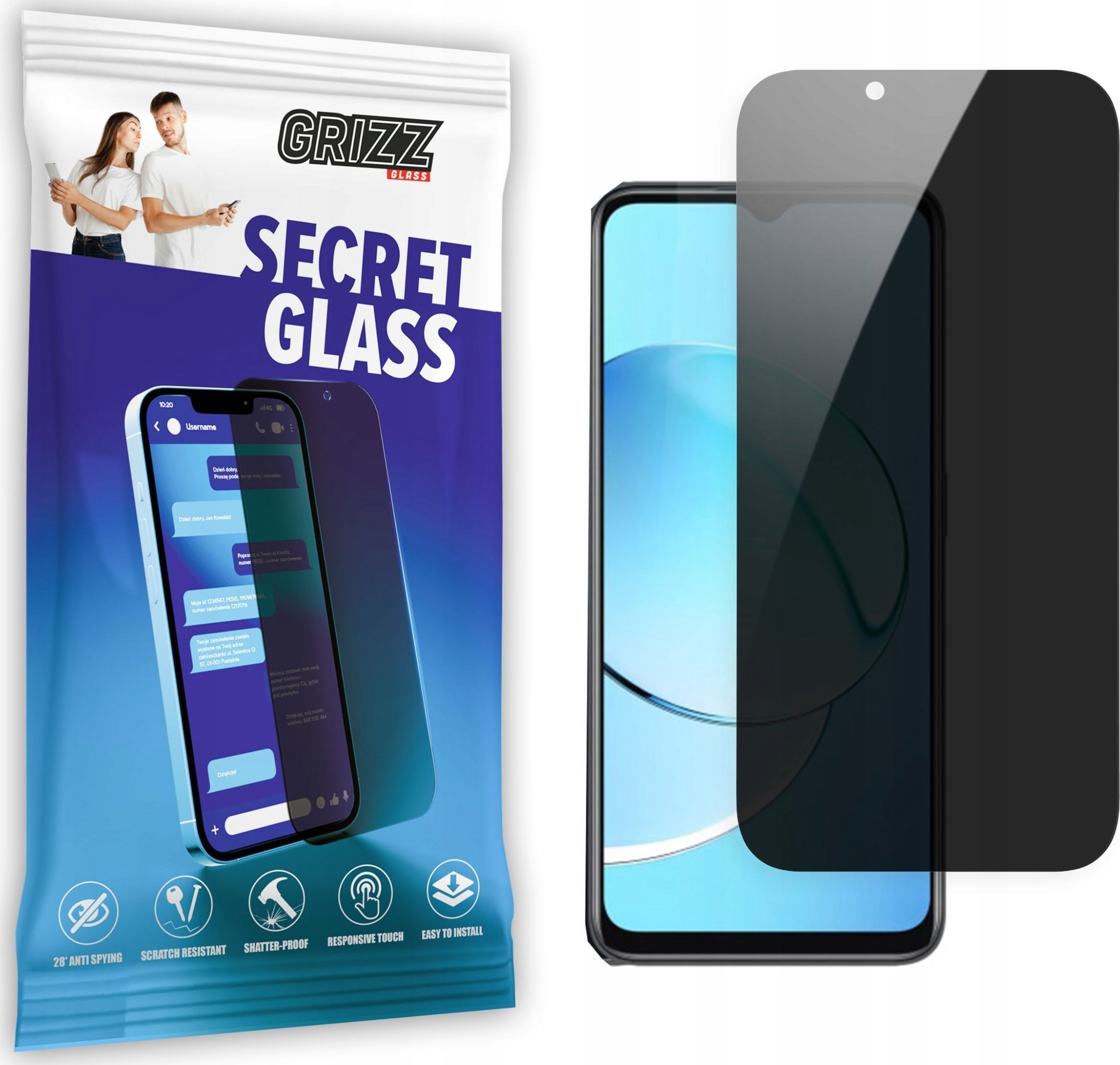 GrizzGlass Szkło prywatyzujące GrizzGlass SecretGlass Realme 10 5G