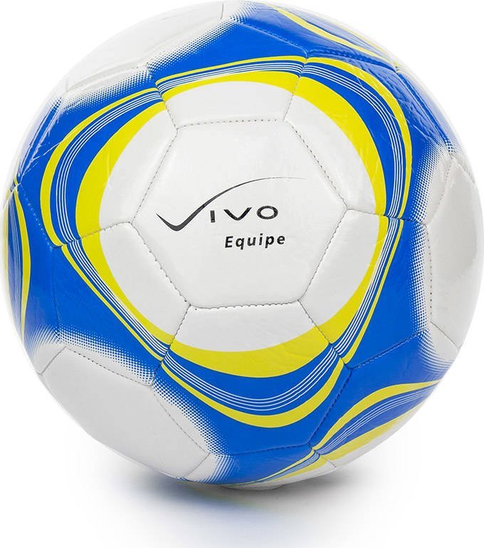Triton Piłka nożna Vivo Equipe biało-żółto-niebieska, rozmiar 5 Uniwersalny