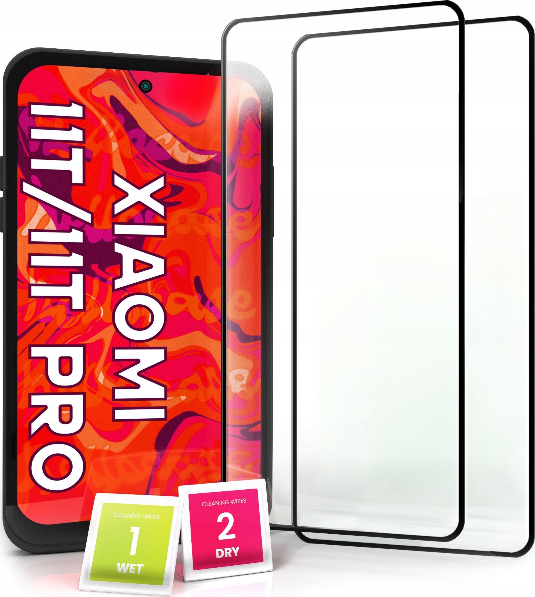 Hello Case 2-pak Szkło Hartowane do Xiaomi 11T 5G / 11T Pro 5G Pełne Na cały ekran 5D