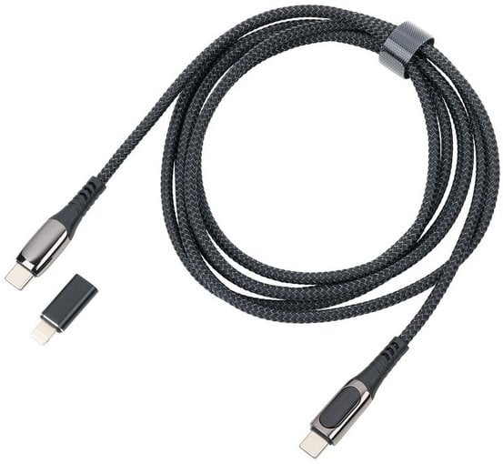 Kabel USB Troika USB-C - USB-C + Lightning 2 m Czarny (CBL20/BK)