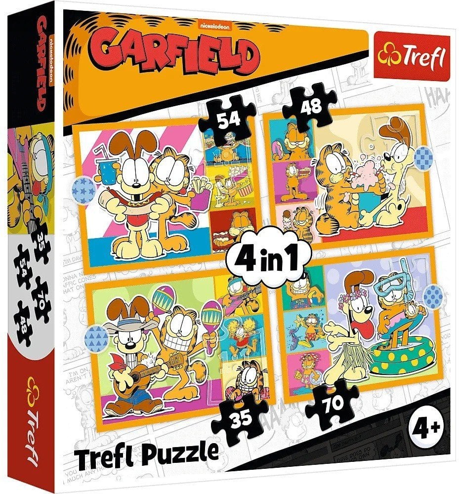 PUZZLE 4w1 Garfield kocha lazanię /Garfield 34673