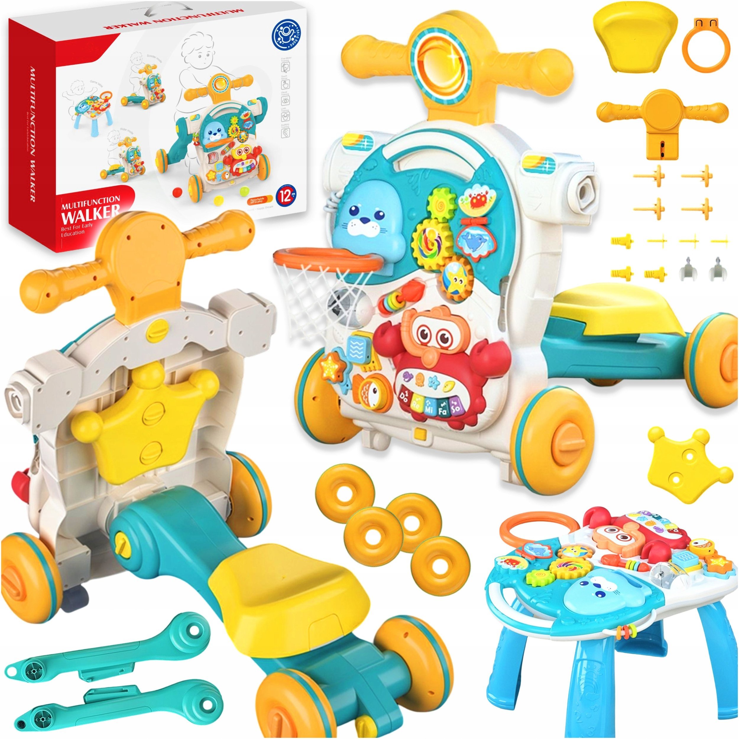 Pchacz chodzik hulajnoga stolik edukacyjny 4w1