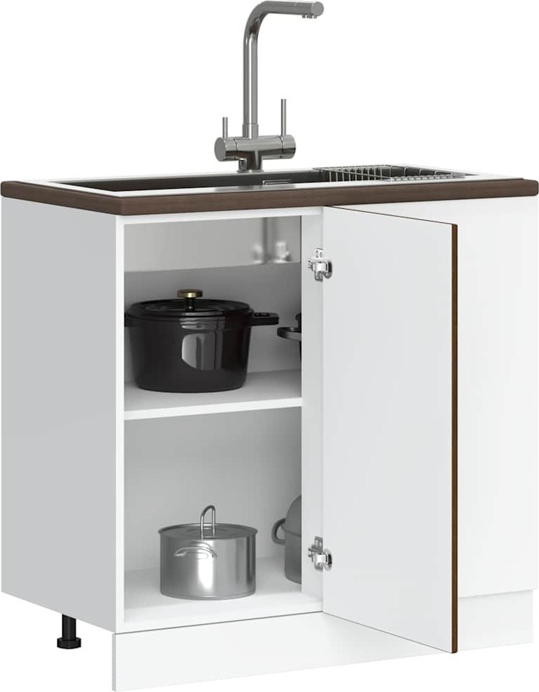 vidaXL Szafka dolna zlewu Brązowy dąb Drewno klejone