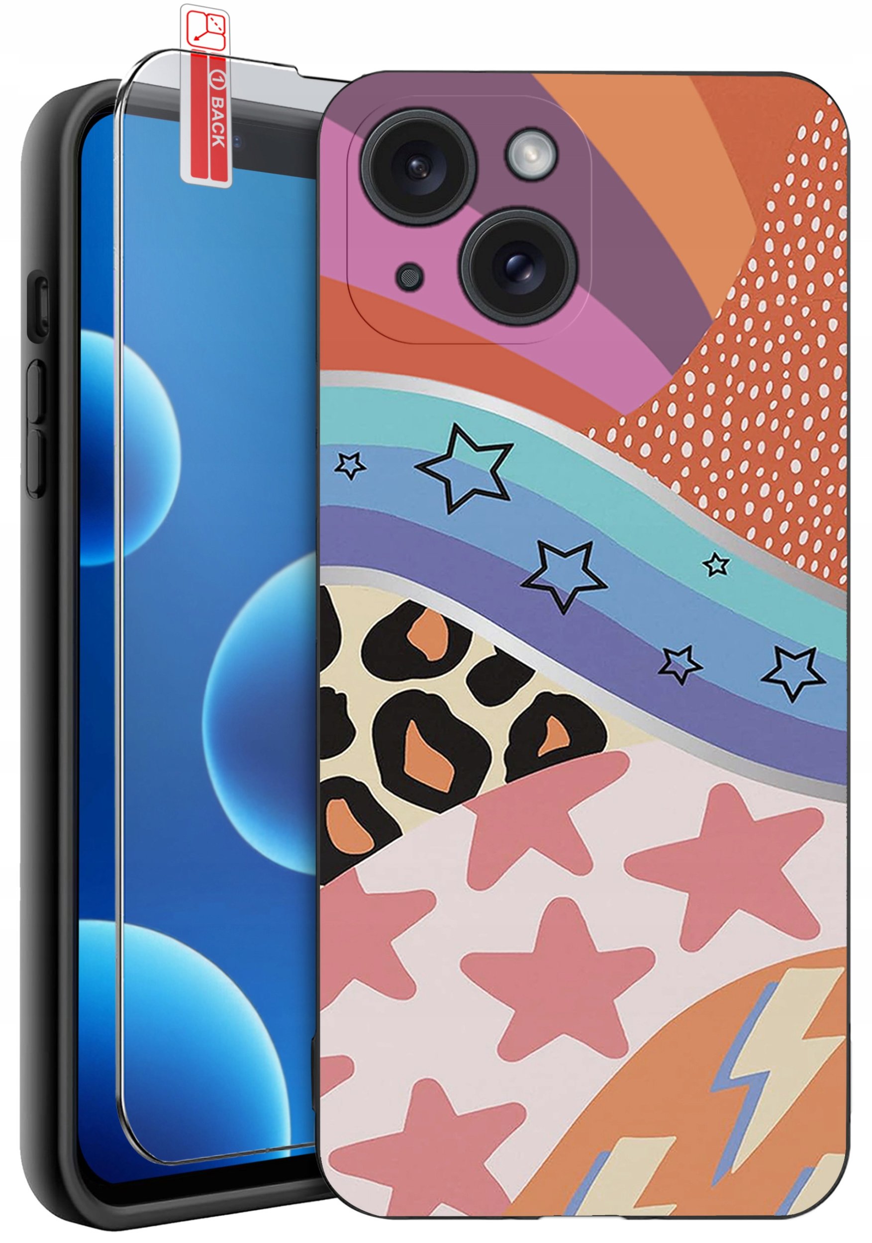 ETUI do iPhone 13 | 14 | WZORY | SILIKONOWE MATT CASE + SZKŁO 9H