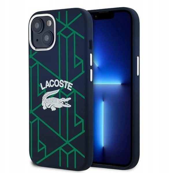 Lacoste LCHMP15SSBIV iPhone 15 / 14 / 13 6.1" granatowy hardcase Silicone Monogram Vintage Logo MagSafe