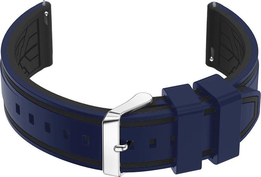 Pasek gumowy do zegarka U14 - granat/czarny - 22mm