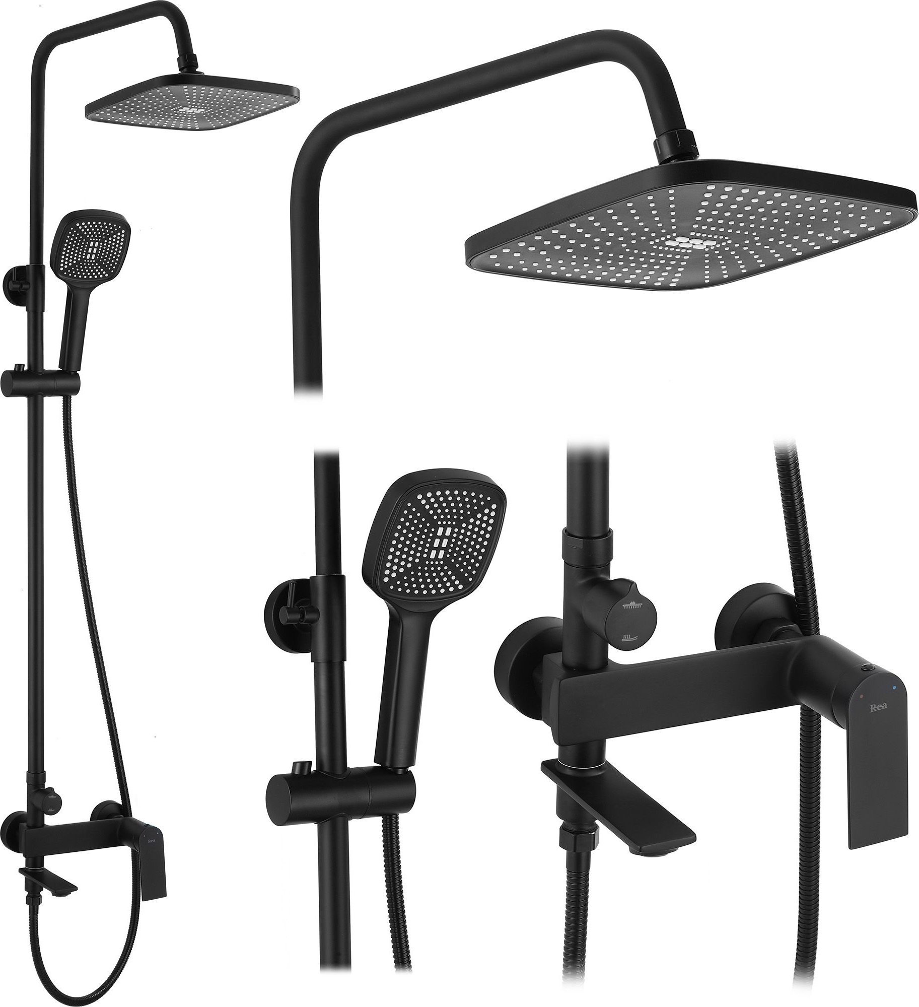 Rea Zestaw Prysznicowy REA STORM CZARNY MAT BLACK MATT