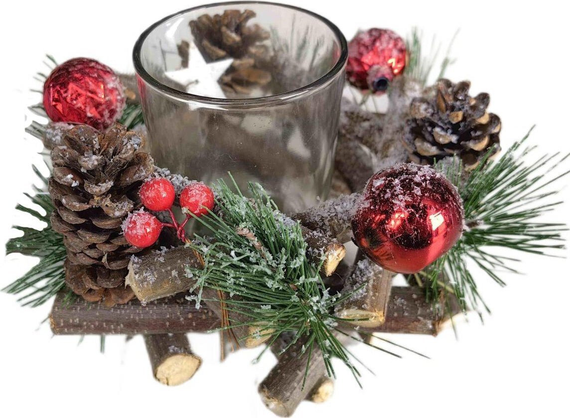 Saska Garden Świecznik dekoracyjny 16x9cm wood