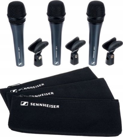 Mikrofon Sennheiser Mikrofon dynamiczny wokalowy Sennheiser E835 zestaw zaciski torba 3 sztuki
