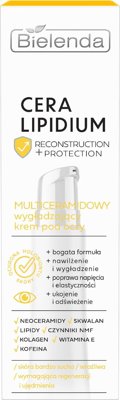 BIELENDA Cera Lipidium Odbudowa + Ochrona Multiceramidowy wygładzający krem pod oczy 15 ml