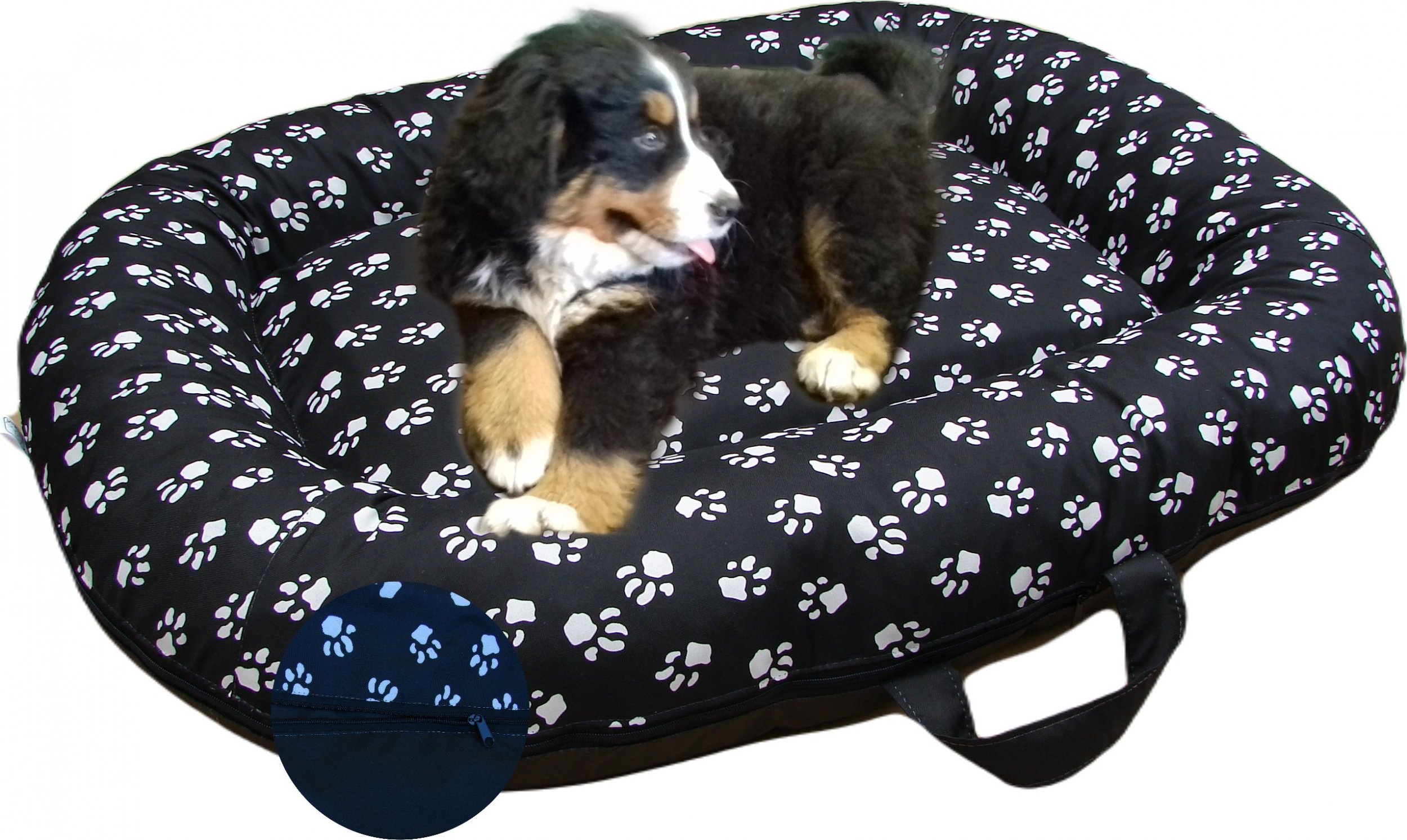 Legowisko Ponton dla psa gruby spód czarny w łapki L 100/70 R.3