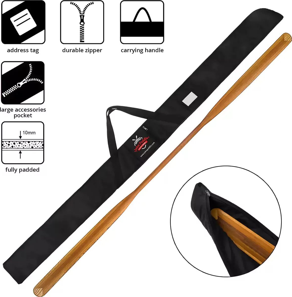 John Paddle Wiosło Grenlandzkie John Paddle Cedrowe Proste z Pokrowcem 85 mm 220 cm