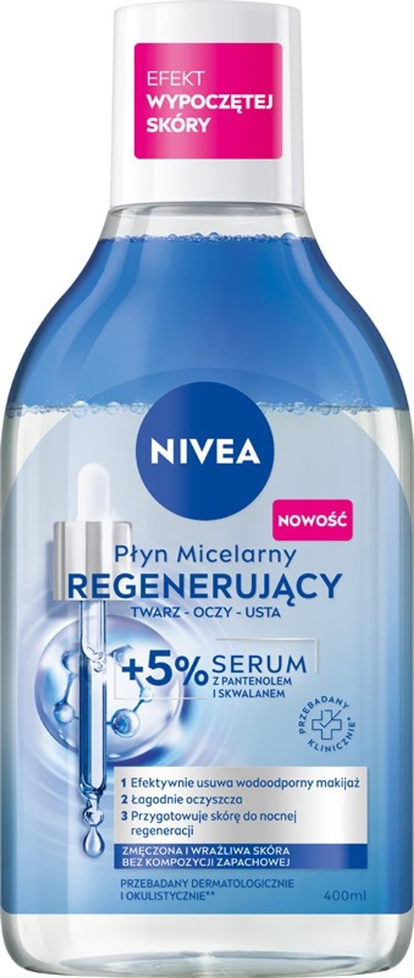 Nivea Płyn micelarny regenerujący twarz-oczy-usta + 5% serum 400 ml