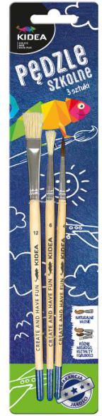 Derform Pędzle szkolne 3 szt. Kidea (DERF.P3KA)