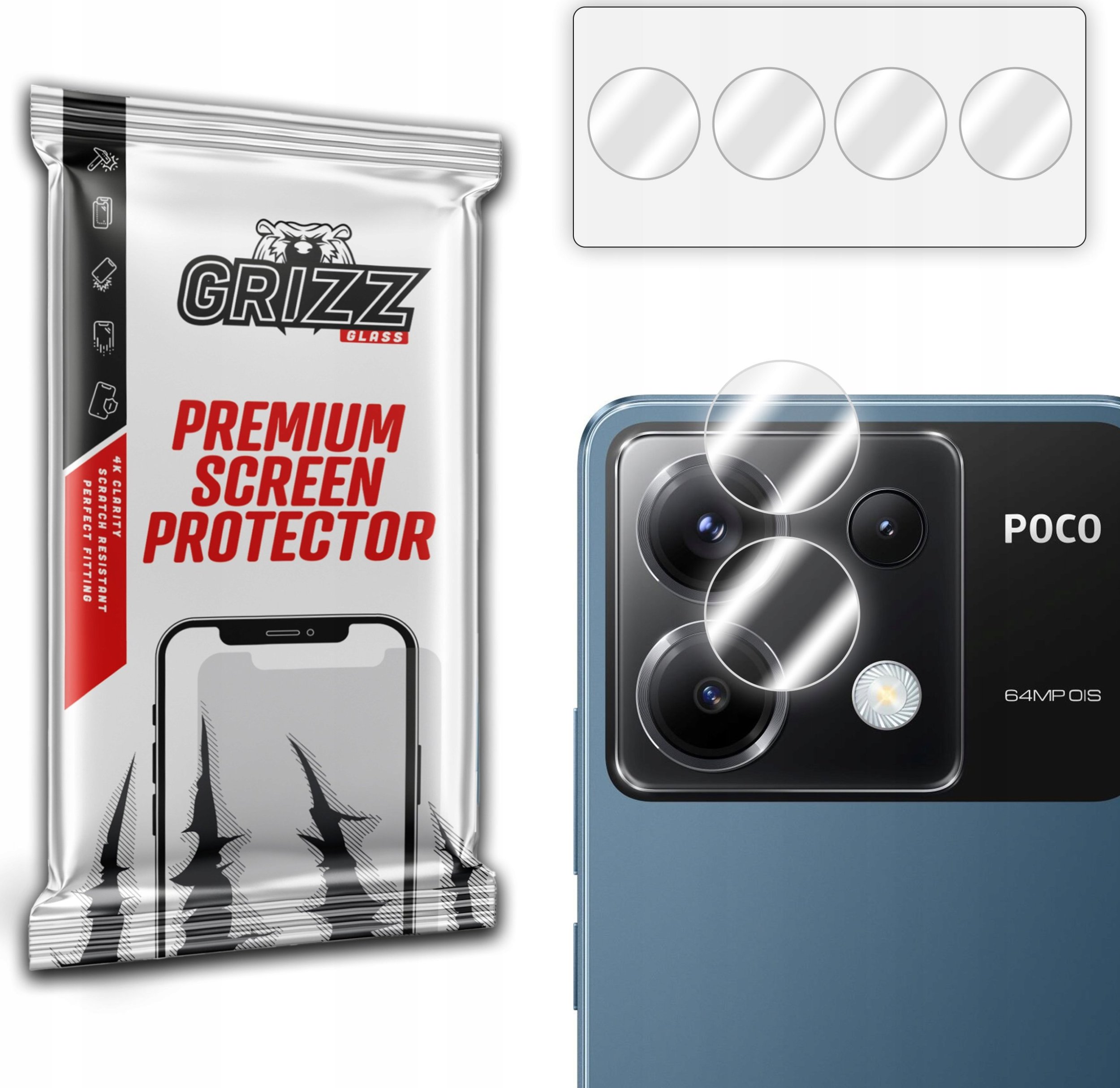 GrizzGlass Szkło na aparat GrizzGlass HybridGlass Camera do Xiaomi Poco X6