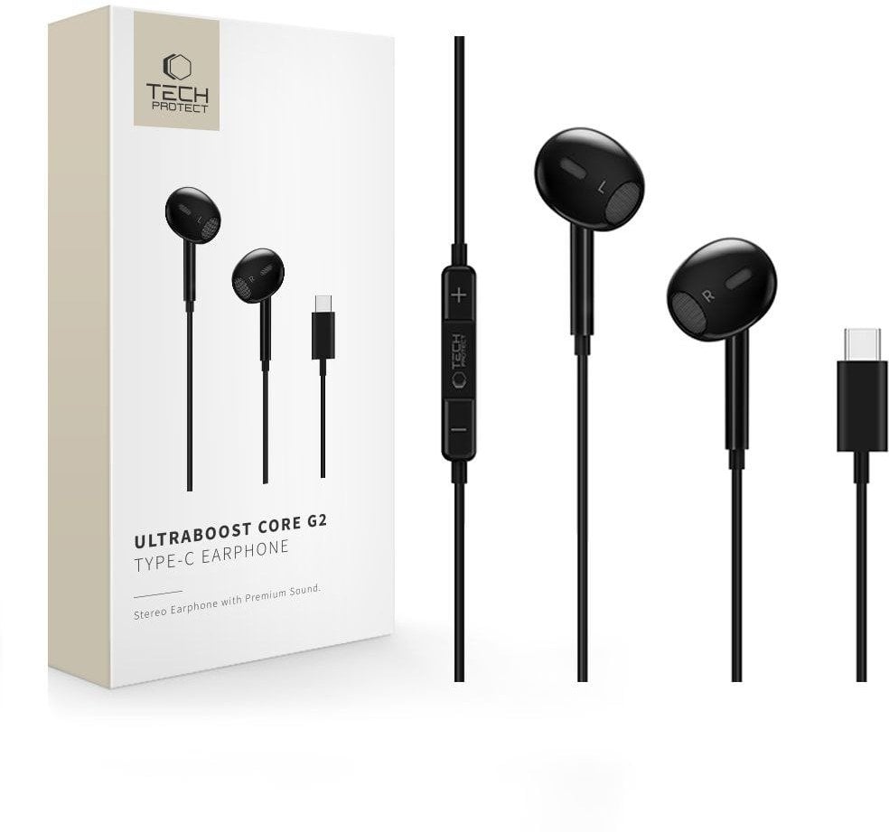 Słuchawki douszne Tech-Protect Ultraboost USB-C Earphone Core G2 Black