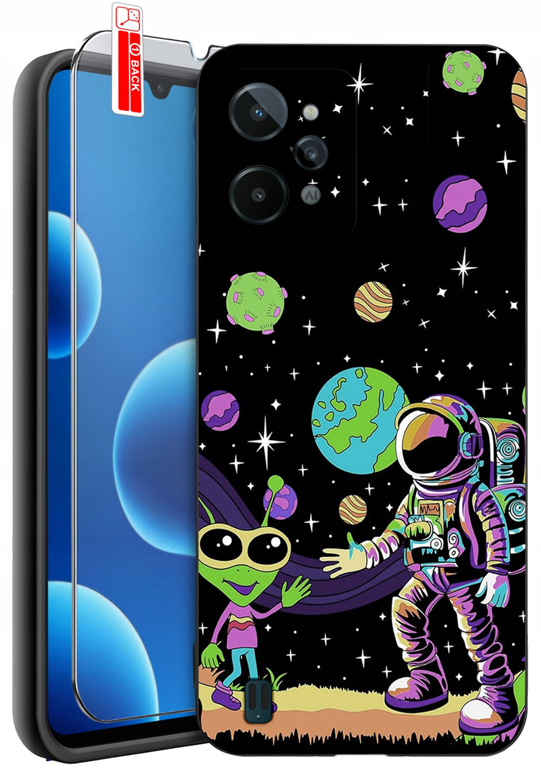 ETUI do Realme C31| WZORY | SILIKONOWE MATT CASE + SZKŁO 9H