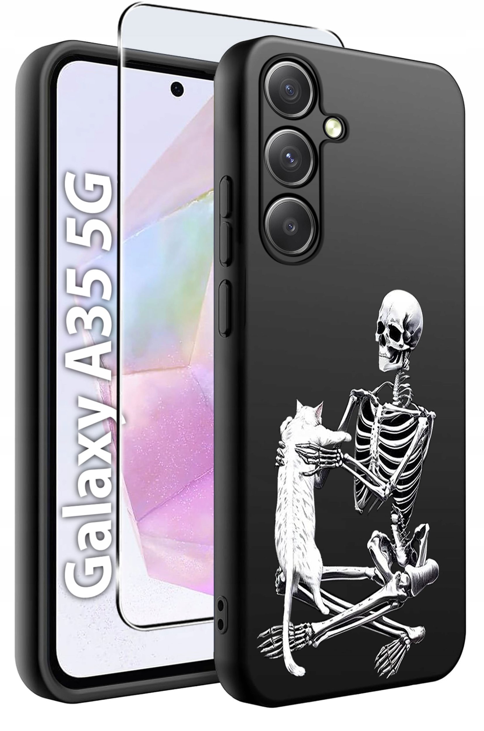 ETUI do Samsung A35 5G WZORY | SILIKONOWE MATT CASE + SZKŁO HARTOWANE 9H